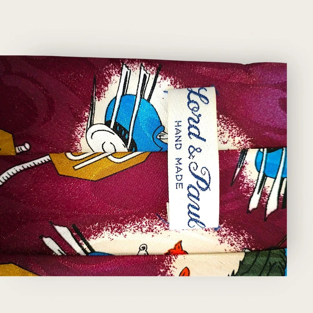 Vintage Lord & Paul Silk Tie Italian Dr Seuss‎ Cartoon Police Stop Y2K Humor